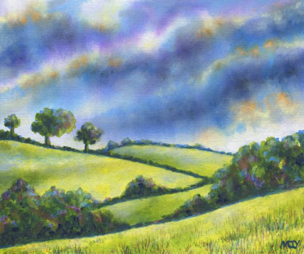 English countryside fields landscape art painting for sale