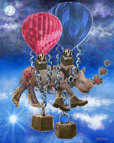 rhino surrealist art painting for sale