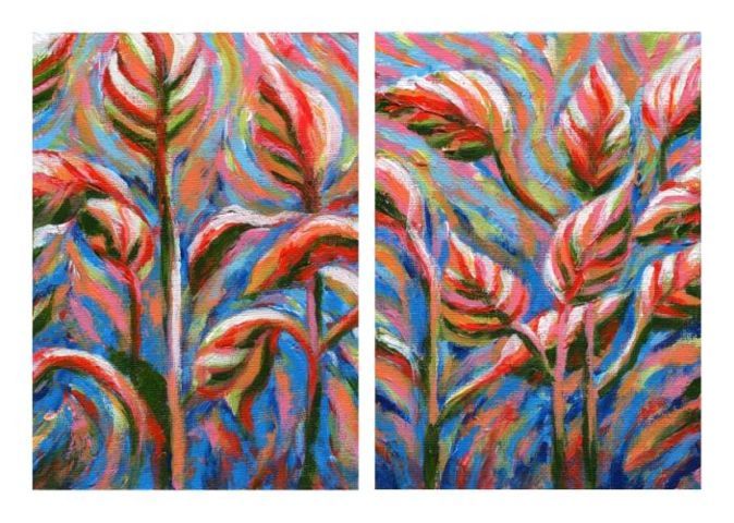 sunny autumn day diptych painting for sale