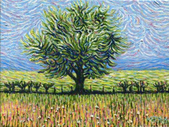 van gogh style lone tree painting for sale
