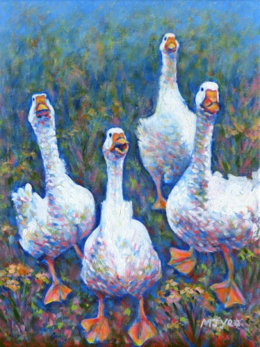 animal art angry geese painting for sale