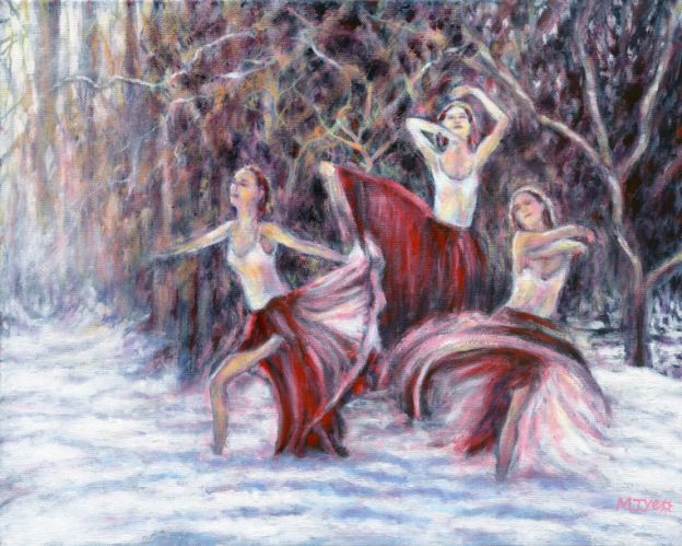 dancers in the snow ballet art painting for sale