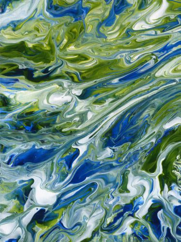 abstract blue and green acrylic pour art painting for sale