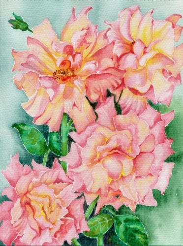 botanical roses flower painting