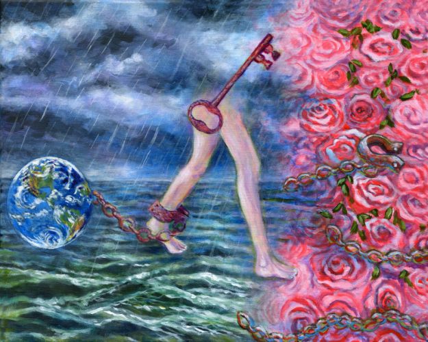chains and shackles surrealist art painting for sale
