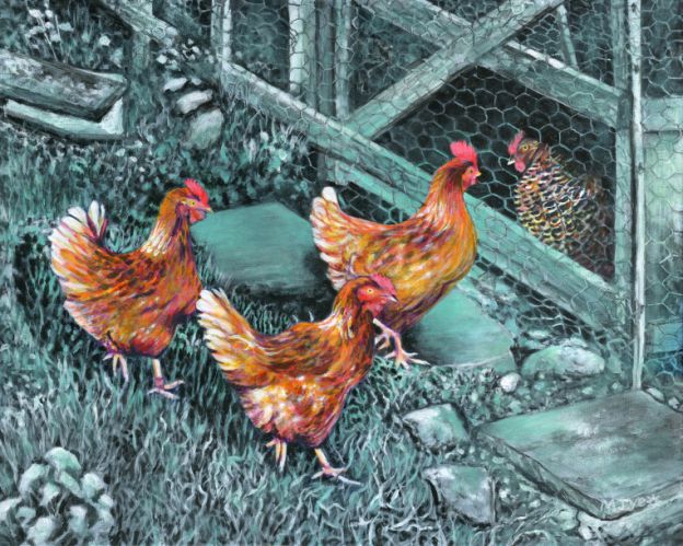 chickens farm animals art painting for sale