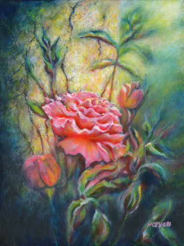 Dramatic rose flower painting for sale