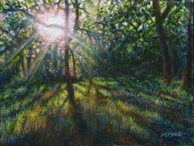 forest sunlight painting for sale