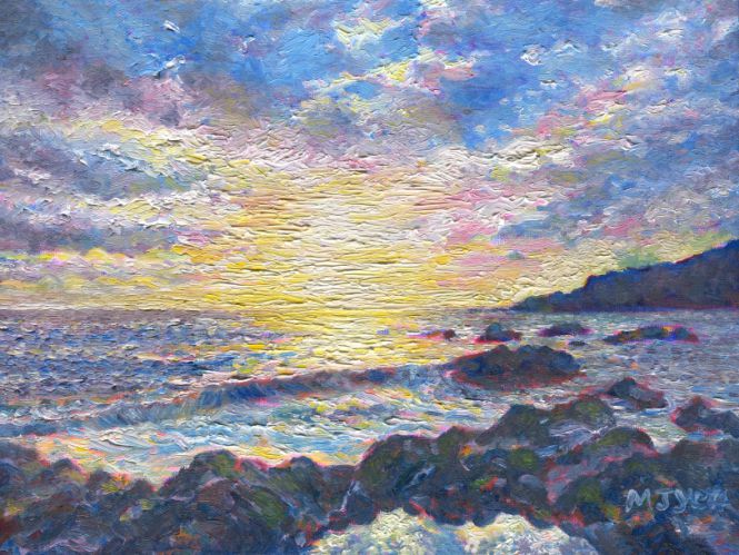 Scottish island sunset seascape oil painting for sale