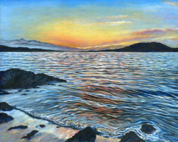 Sunset seascape, Ireland art painting for sale