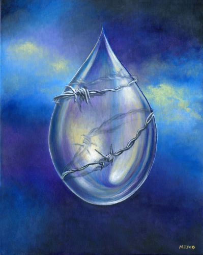 teardrop surrealist art painting for sale