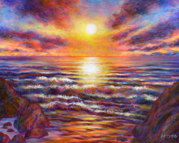 tranquil sunset seascape art painting for sale