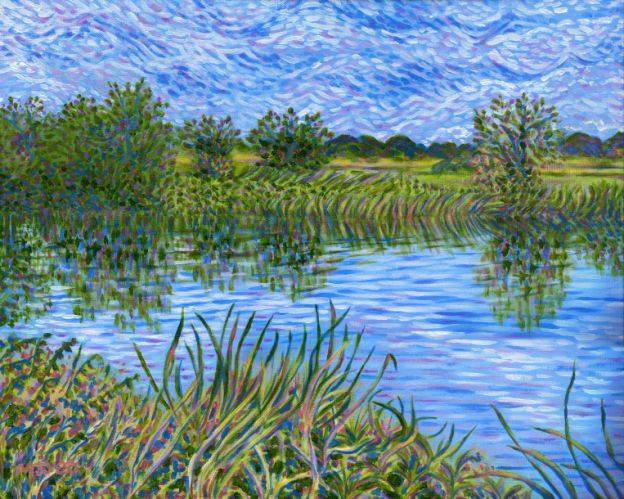 van gogh style river avon near pershore art painting