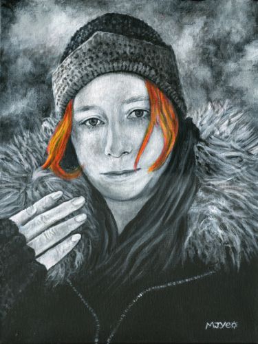 winter woman art painting