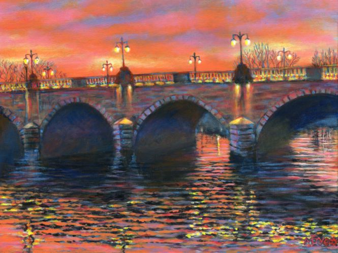 worcester bridge at sunset art painting for sale