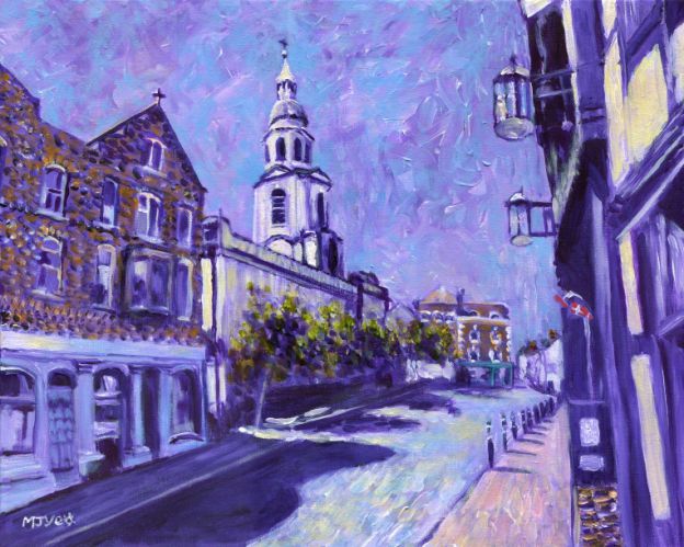 worcester st nicholas street cityscape art painting for sale