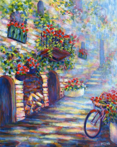 yvoire old street south france art painting for sale