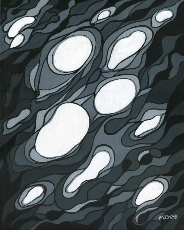 black and white cosmos abstract art painting