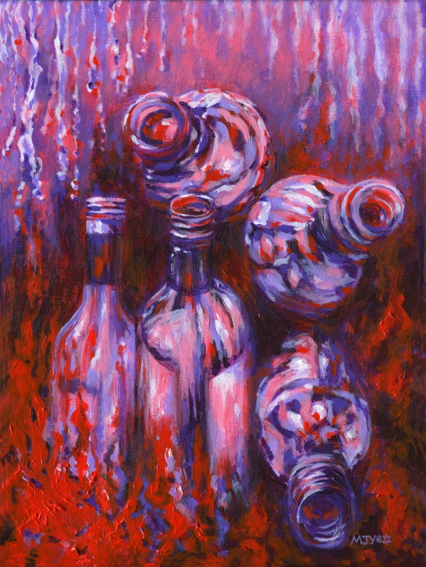 contemporary bottles painting