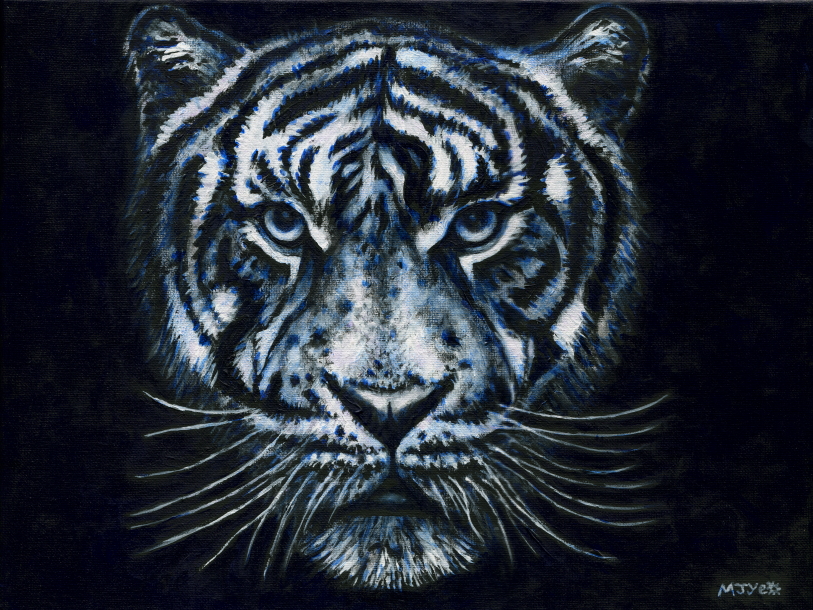 tiger or tigress at night painting for sale