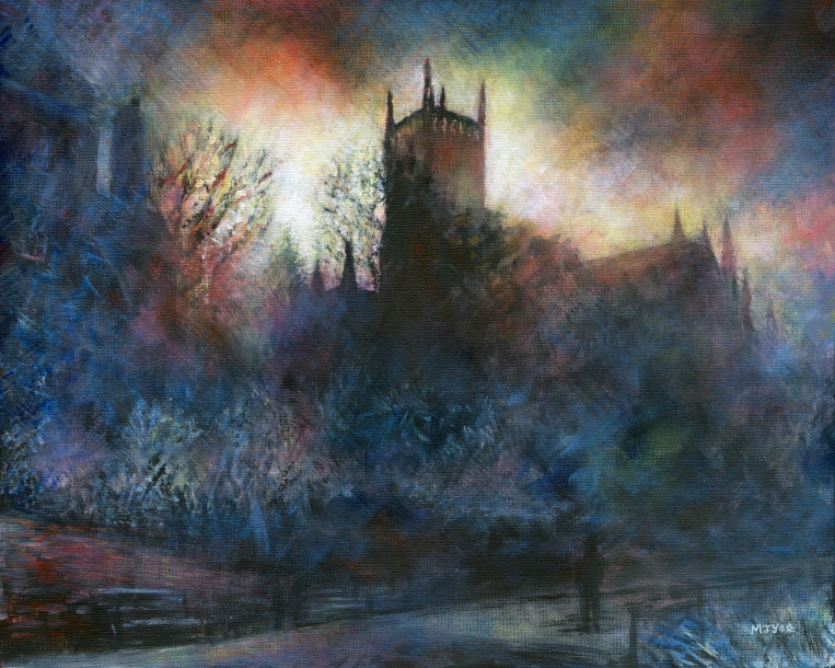 worcester cathedral at dawn art for sale